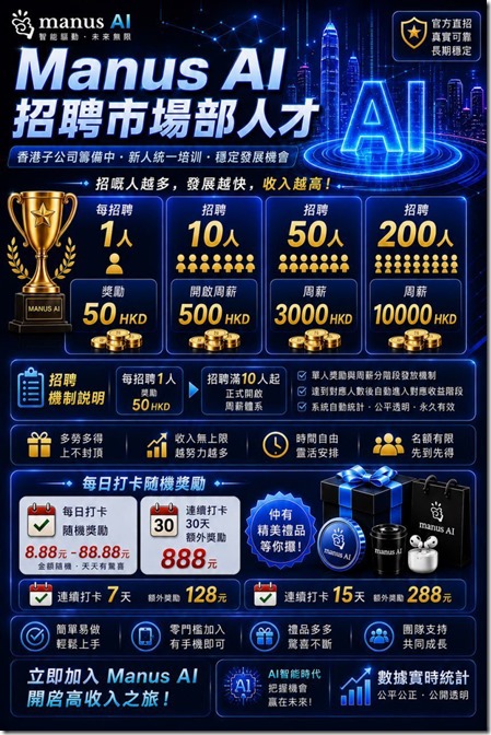 Manus AI 招聘招聘機制說明 Manus AI 招聘招聘機制說明